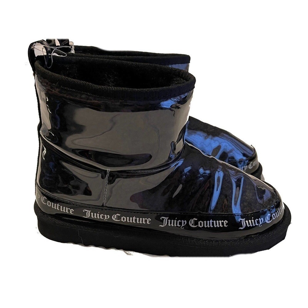 NEW JUICY COUTURE KLASH BOOTIE BOOTS BLACK CLEAR SIZE 6 LOGO